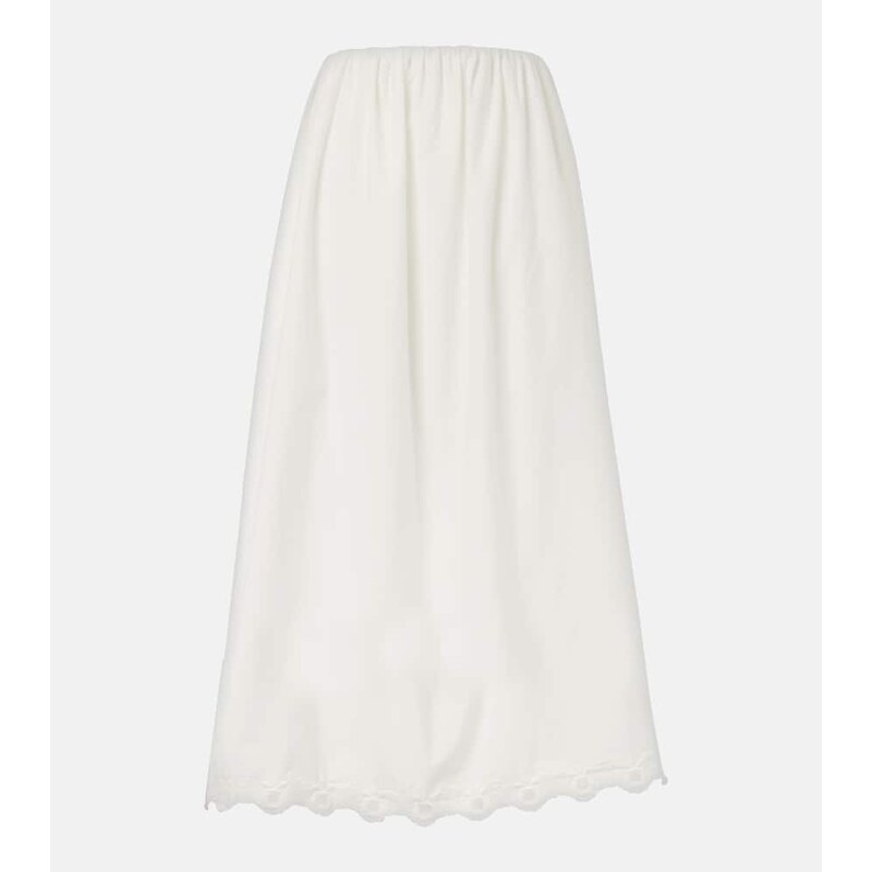 Posse Antoinette embroidered cotton maxi skirt