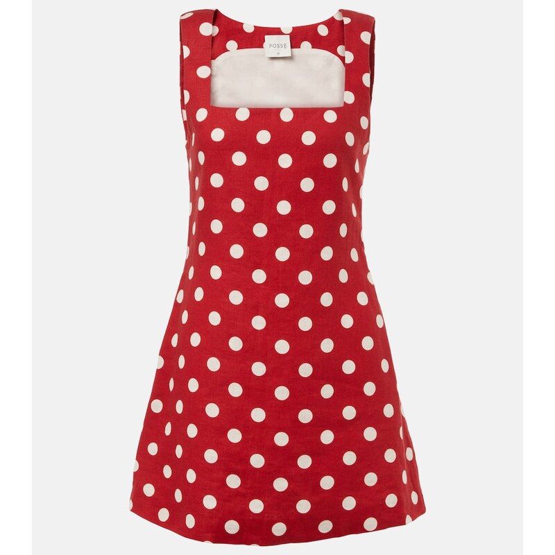 Posse Alice polka-dot linen minidress