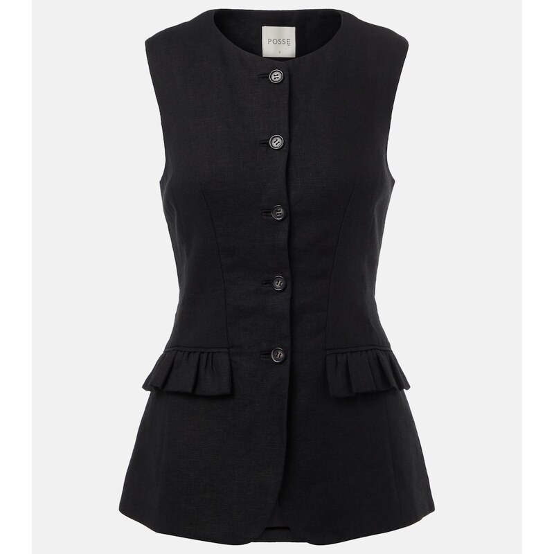 Posse Matilda ruffled linen vest