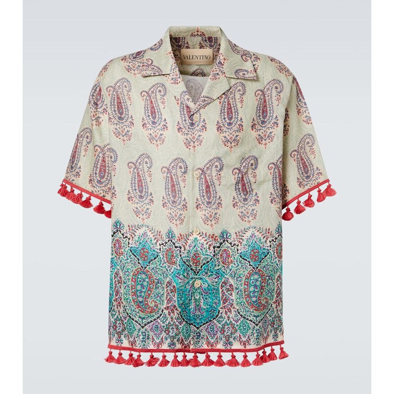 Valentino Paisley linen bowling shirt