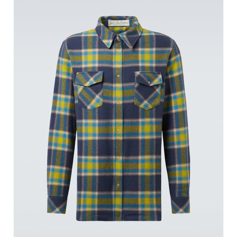 Gods True Cashmere Explorer plaid cashmere shirt with quartz