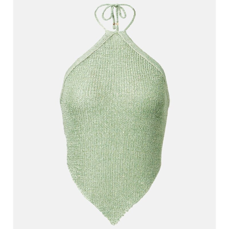 Bananhot Liz sequined knitted halterneck top