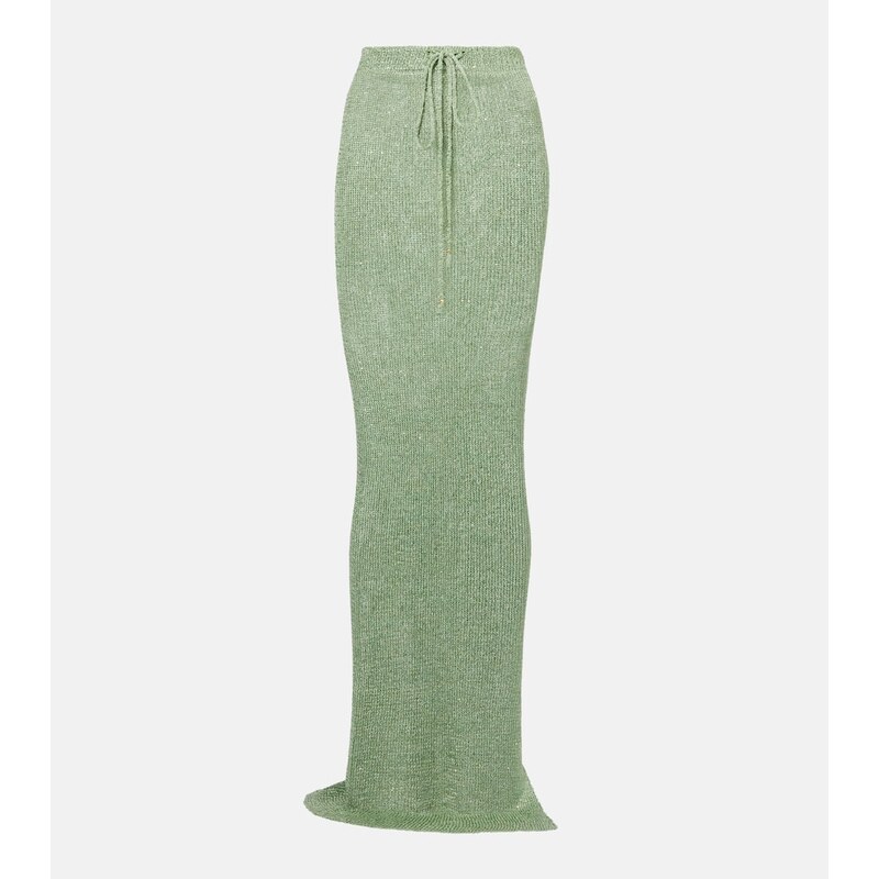 Bananhot Alma sequined knitted maxi skirt