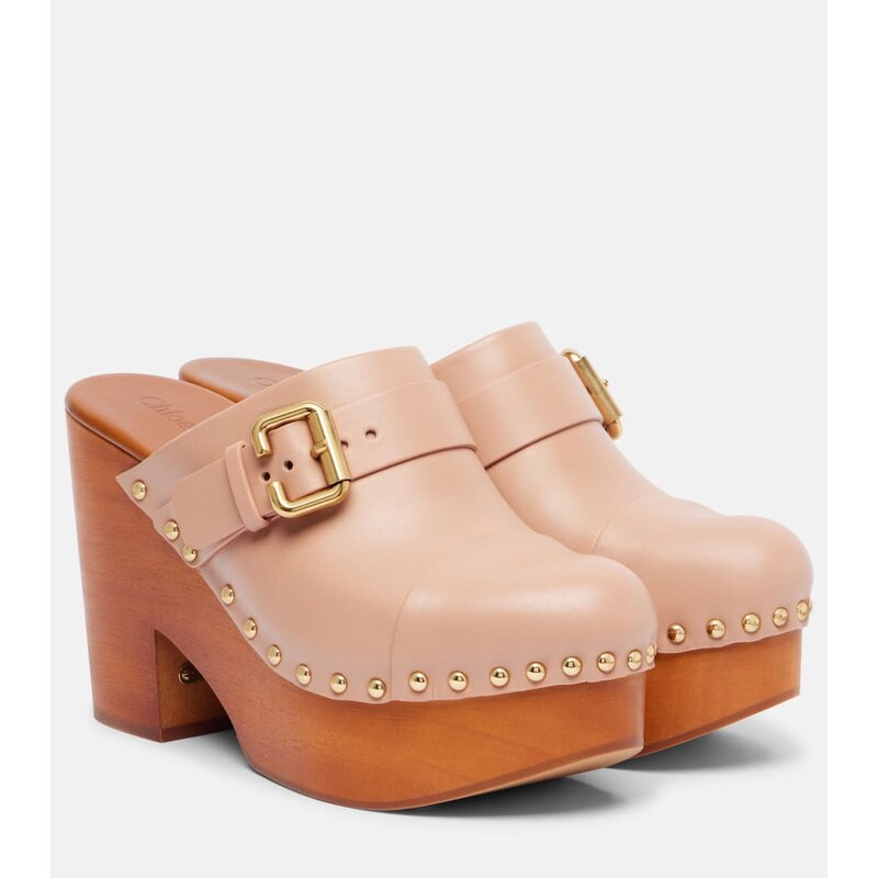 Chloé Jeannette 80 studded leather clogs