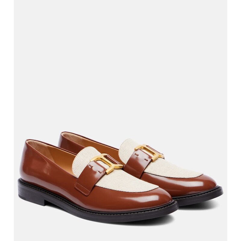 Chloé Marcie leather and canvas loafers