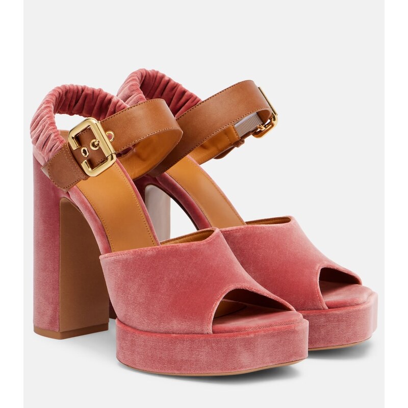 Chloé Aria 95 velvet platform sandals