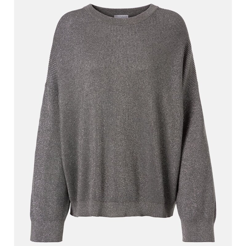 Brunello Cucinelli Cotton-blend lamÃ sweater