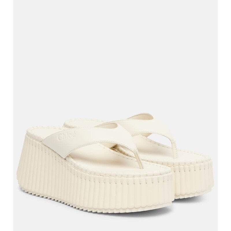 Chloé Nama leather platform thong sandals