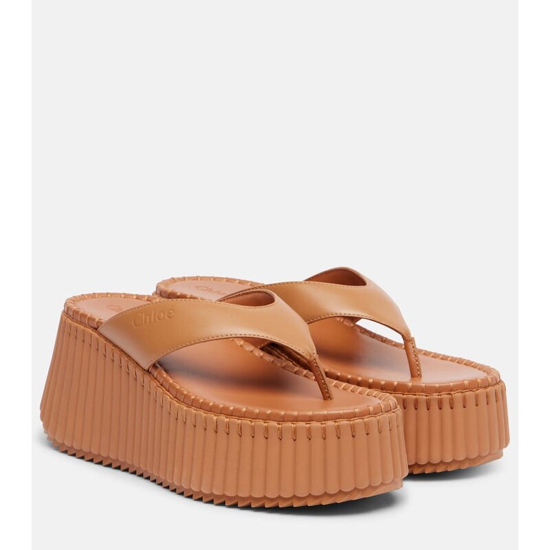 Chloé Nama 80 leather platform thong sandals