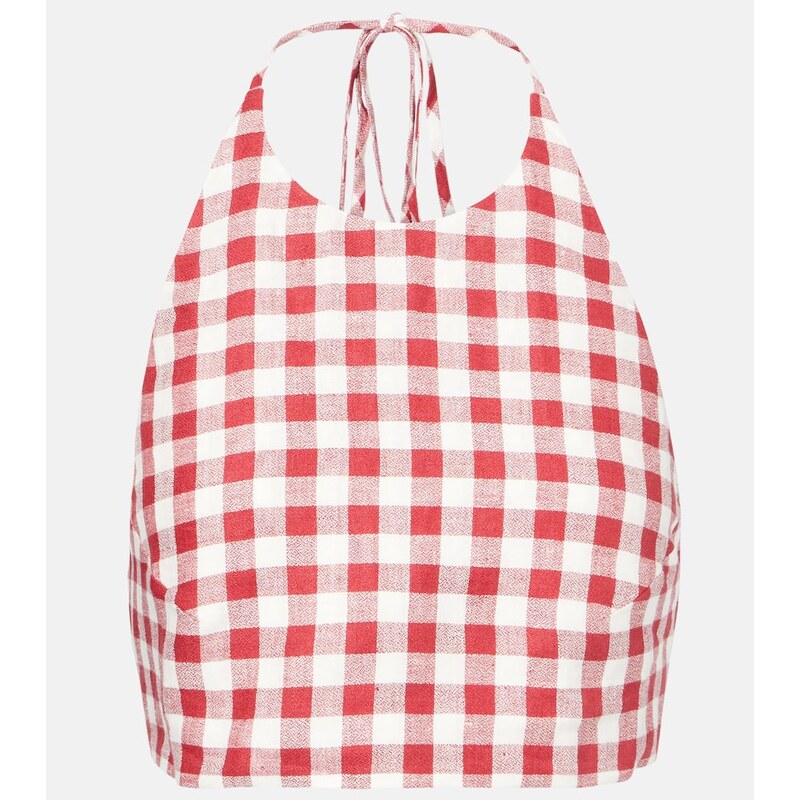 Asceno Marseille gingham linen crop top