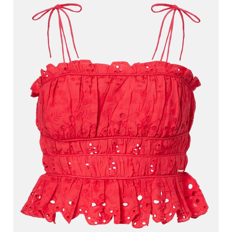 Melissa Odabash Broderie anglaise cropped cotton top