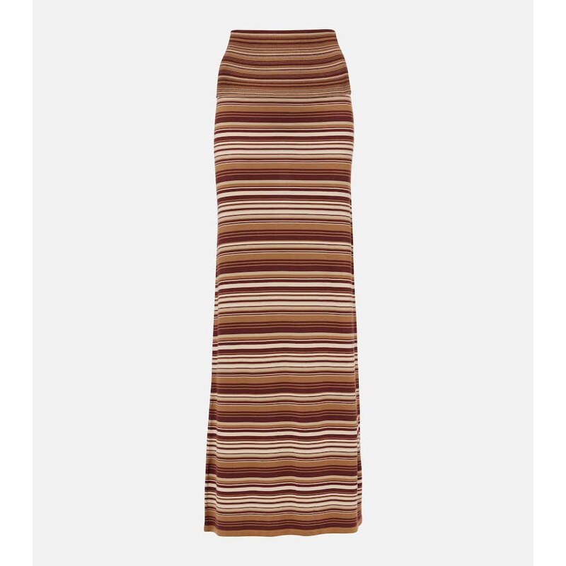 Aya Muse Knitted striped silk-blend maxi skirt
