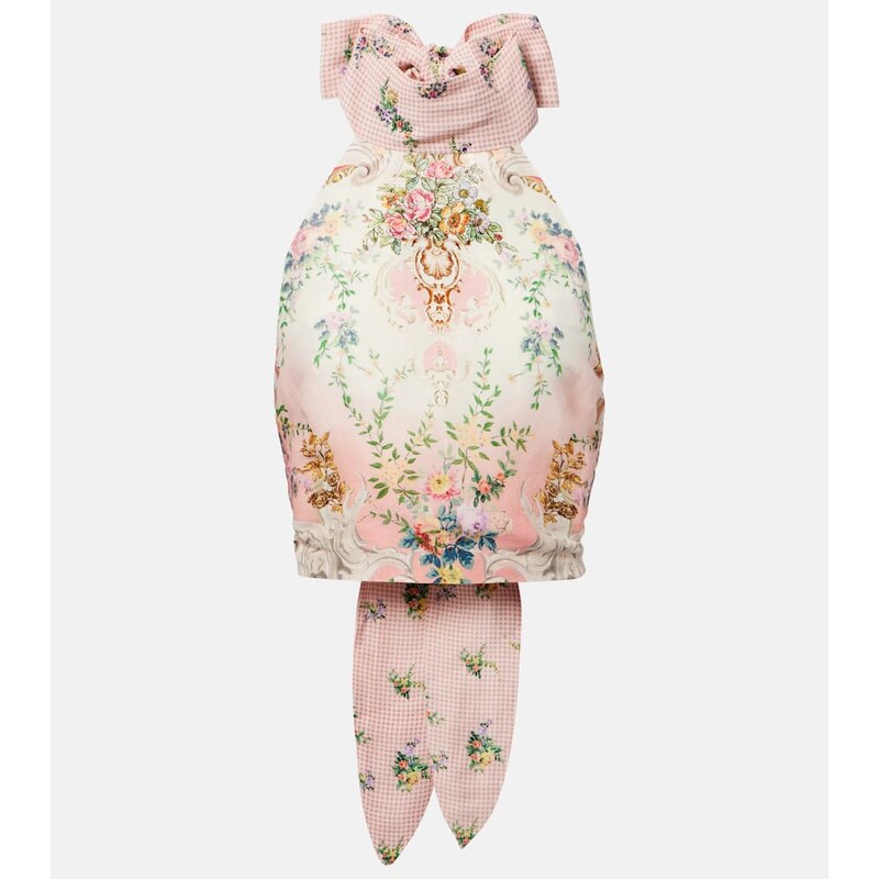Camilla Halterneck linen and silk crop top