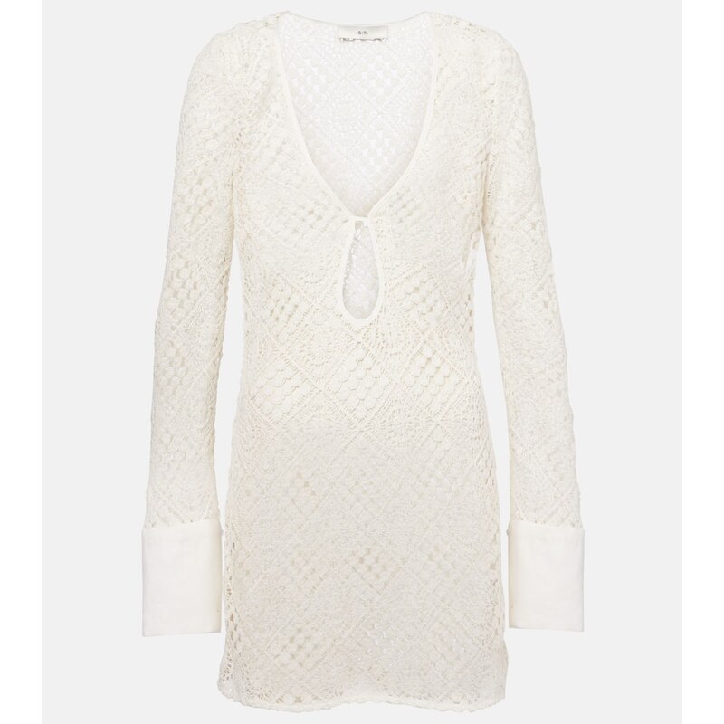 SIR Rayure crochet cotton minidress