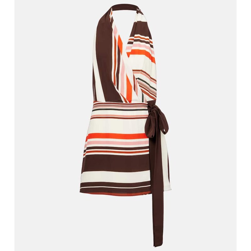SIR Thistle striped silk satin minidress