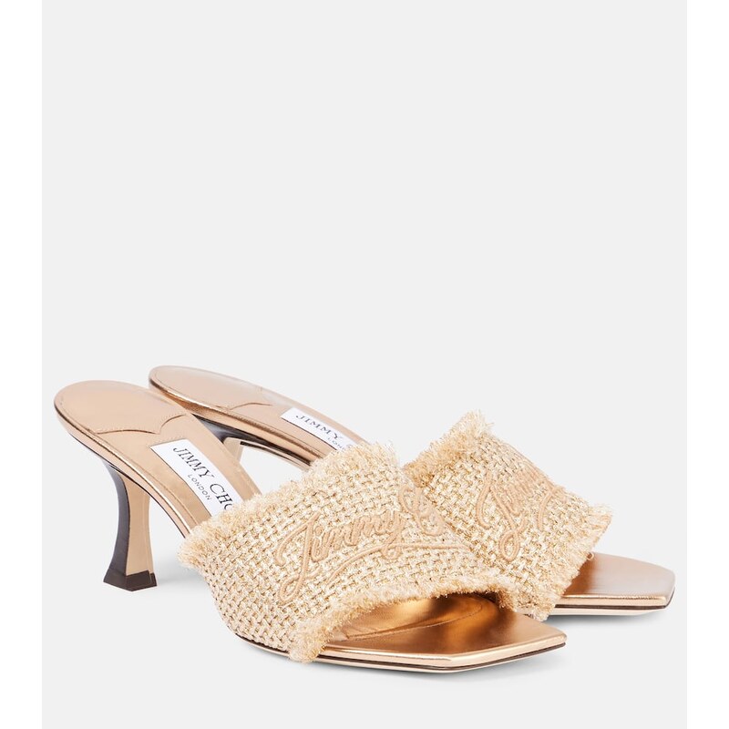 Jimmy Choo Alexia 70 logo woven lamÃ mules