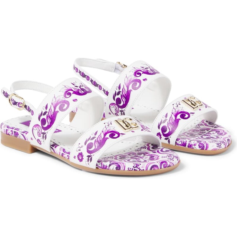 Dolce&Gabbana Kids DG Majolica leather sandals