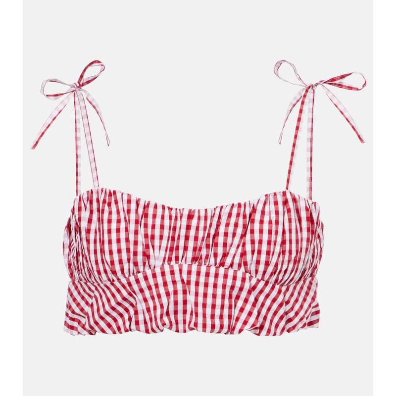 Faithfull Mira gingham cotton poplin crop top