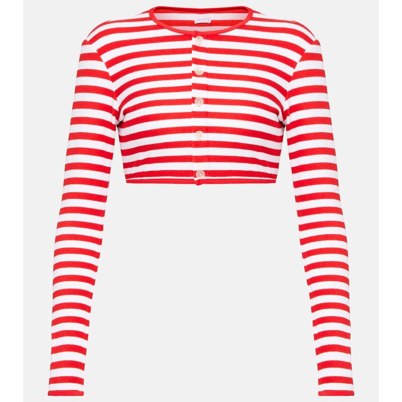 Jade Swim Striped cropped terry cardigan