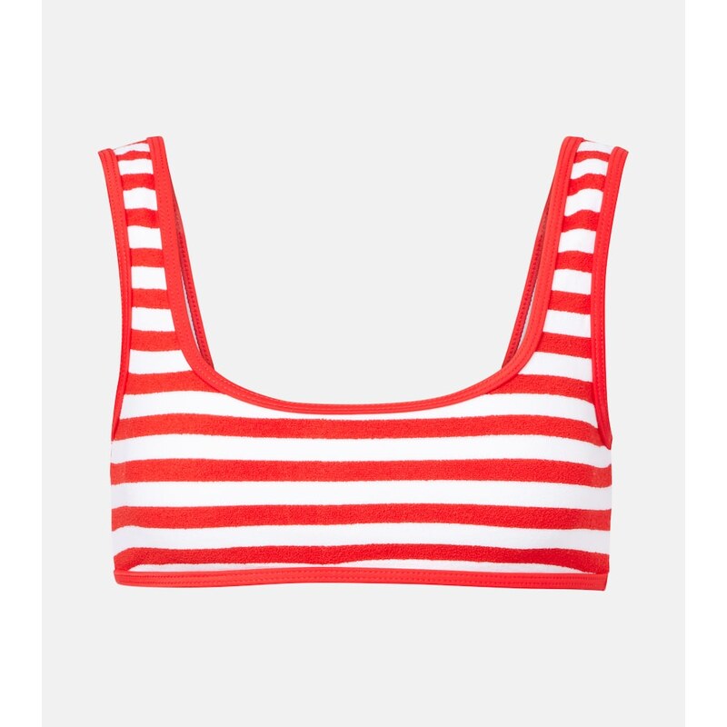 Jade Swim Rounded Edges striped terry bikini top