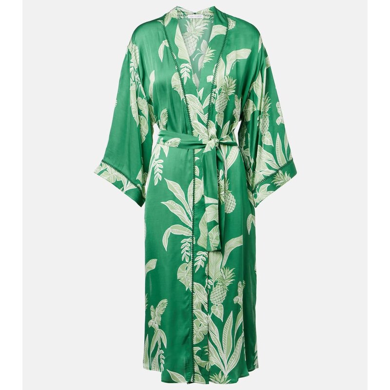 Poupette St Barth Erica floral satin kaftan