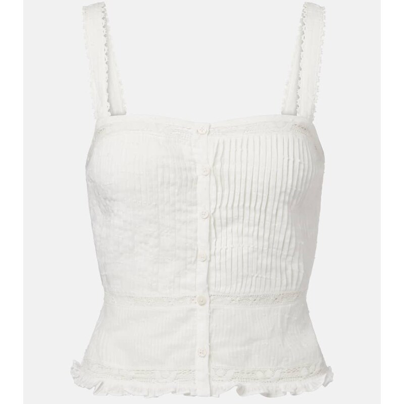 Poupette St Barth Top Berry cropped cotton blouse