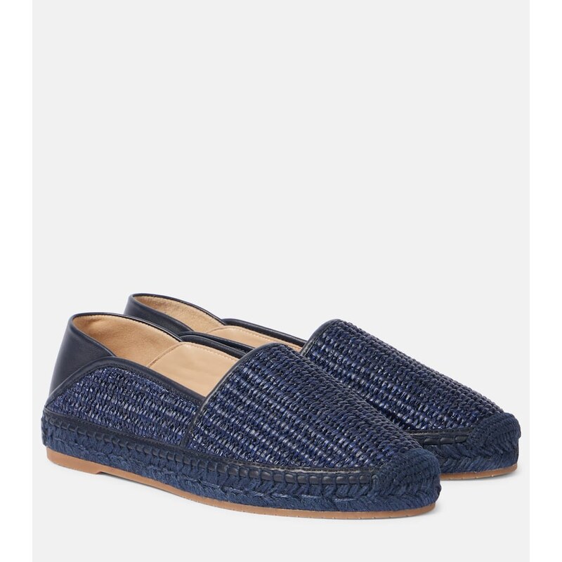 Manolo Blahnik Espadra leather-trimmed raffia espadrilles