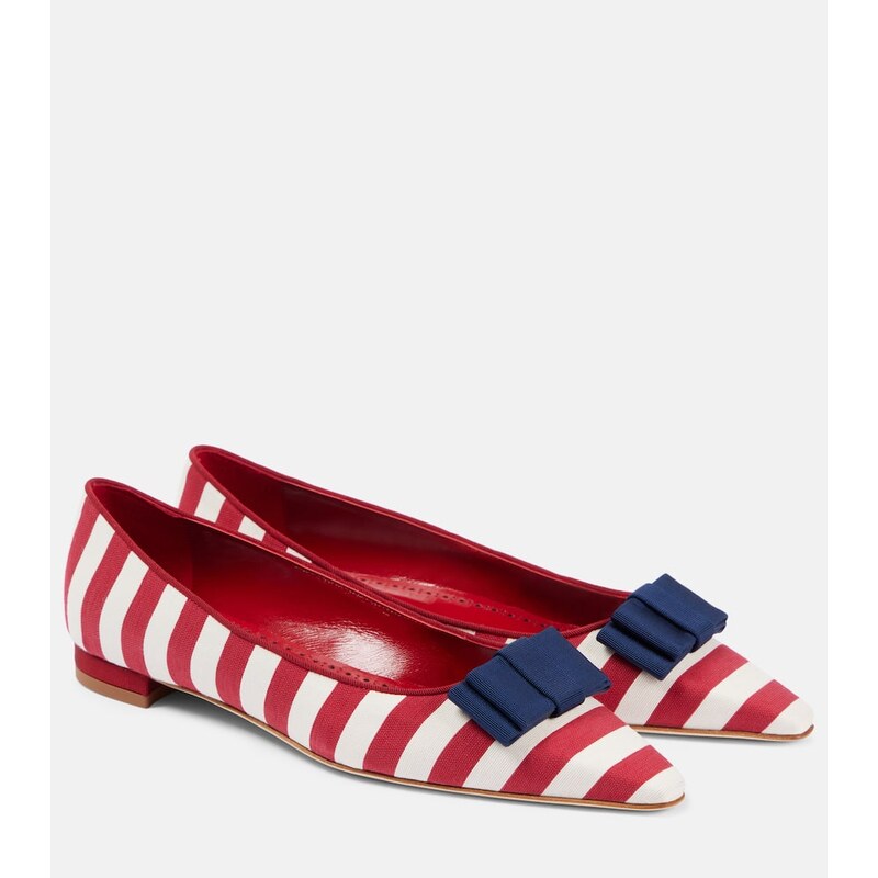 Manolo Blahnik Reador bow-detail striped ballet flats