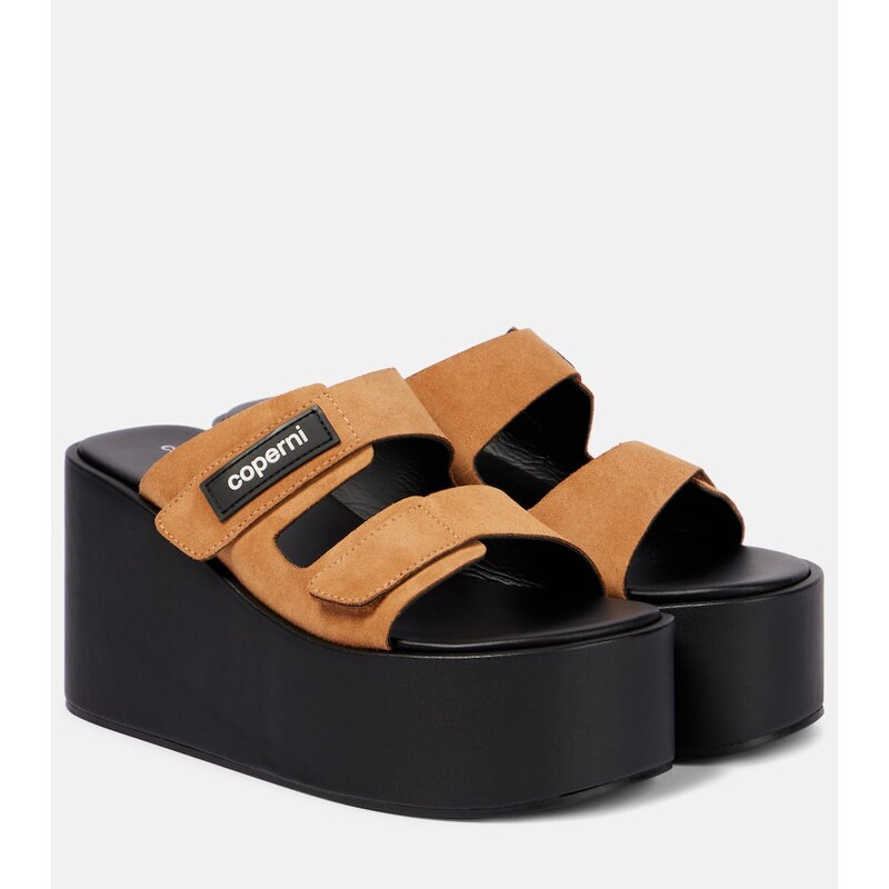 Coperni Logo suede wedge mules
