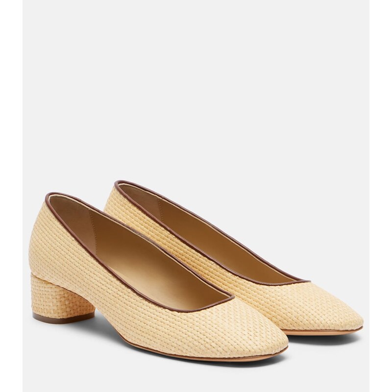 Le Monde Béryl Leather-trimmed raffia pumps