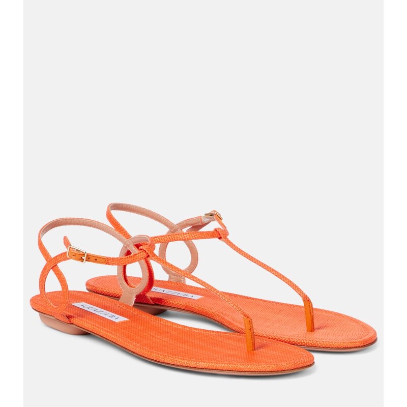 Aquazzura Almost Bare raffia-effect sandals