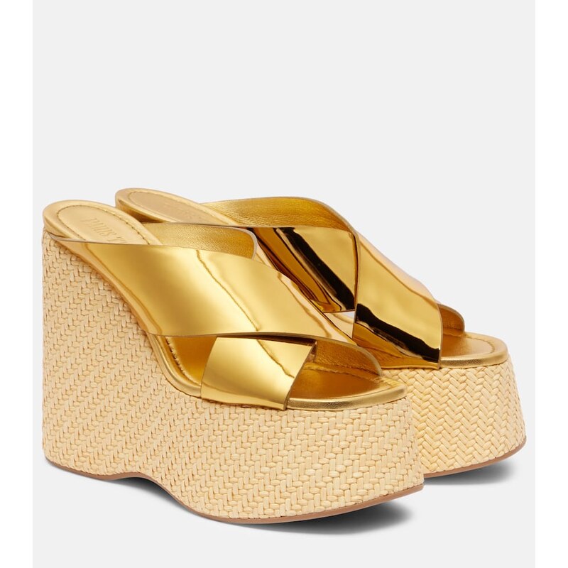 Paris Texas Mara metallic leather wedge mules