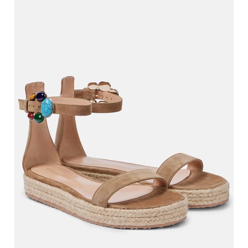 Gianvito Rossi Embellished suede espadrille sandals