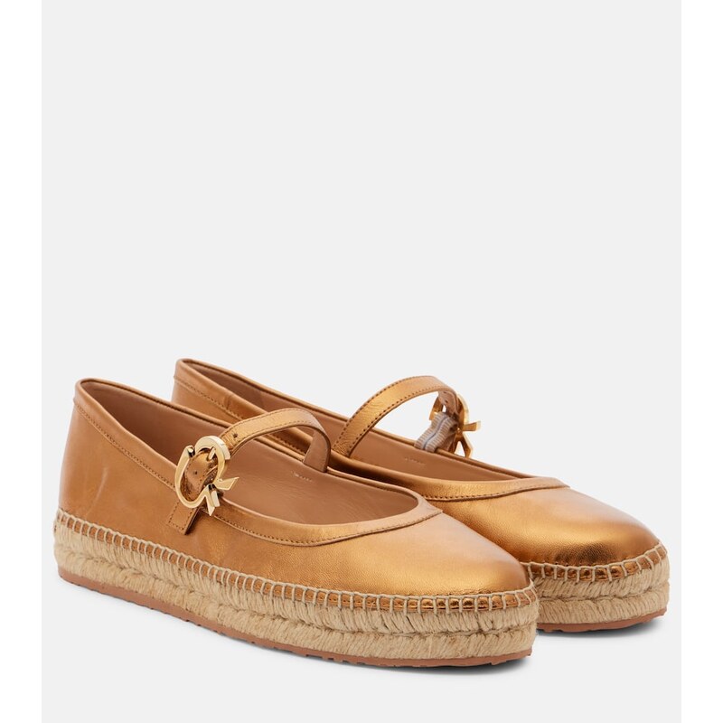 Gianvito Rossi Elda metallic leather espadrilles