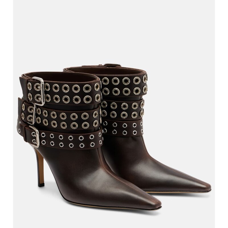 Mach & Mach Buckle Belt 95 leather ankle boots
