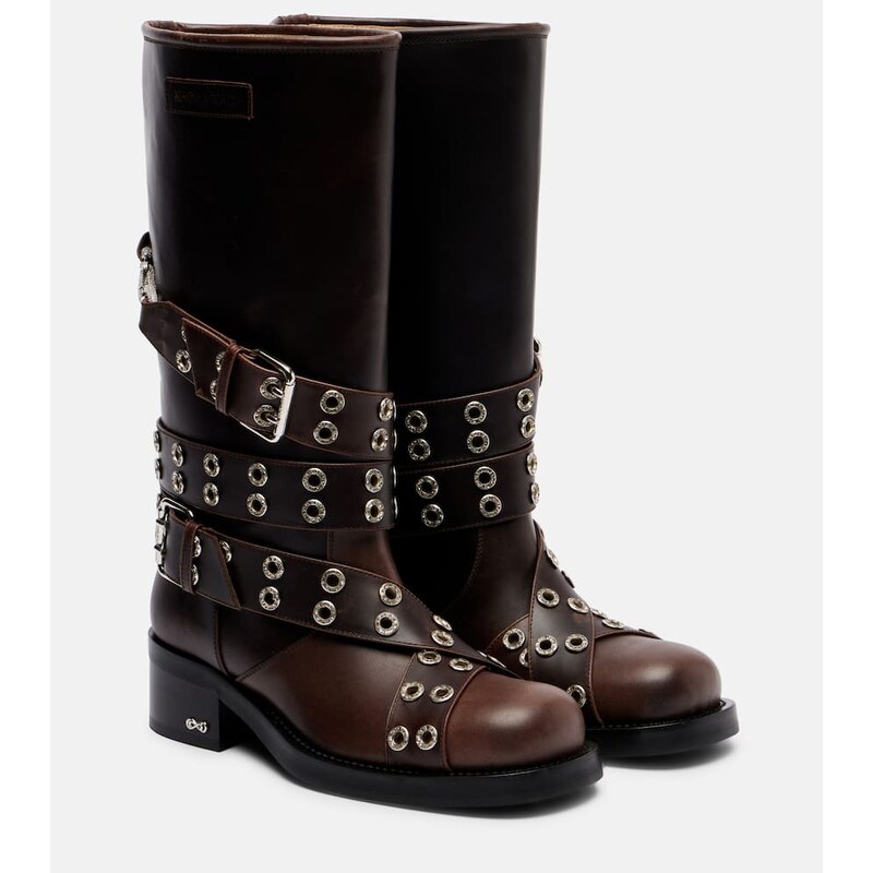 Mach & Mach Buckle Belt leather biker boots
