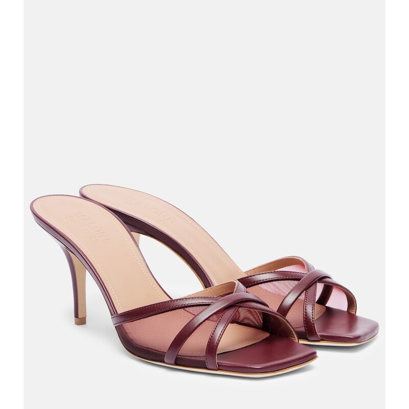 Malone Souliers Perla 70 leather and mesh mules