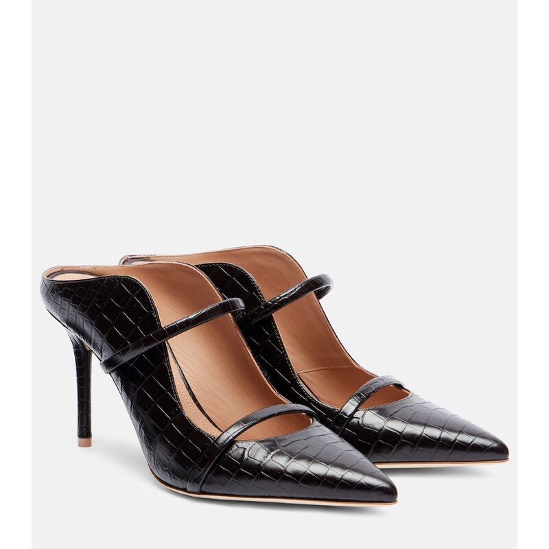Malone Souliers Maureen 85 croc-effect leather pumps