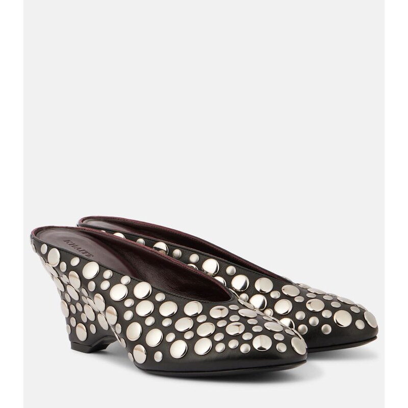 Khaite Cloak 75 studded leather wedge mules