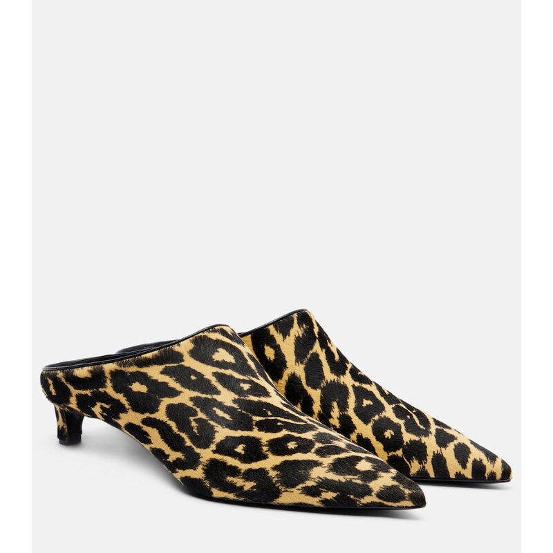 Jil Sander Pointy leopard-print calf hair mules