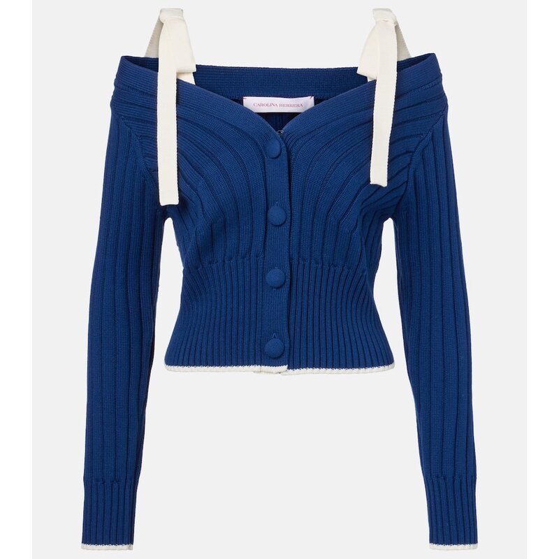 Carolina Herrera Bow-detail cotton and wool cardigan