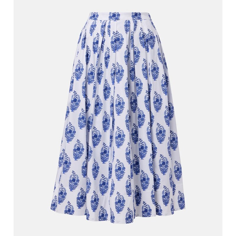 Carolina Herrera Floral cotton-blend midi skirt