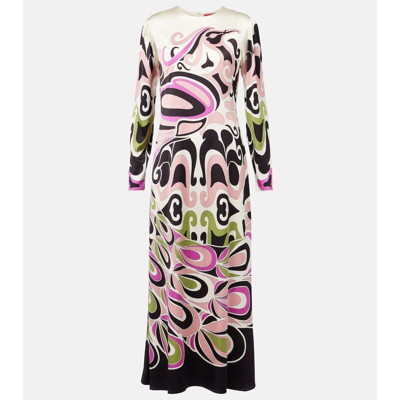 La DoubleJ Clingy Swing printed satin midi dress