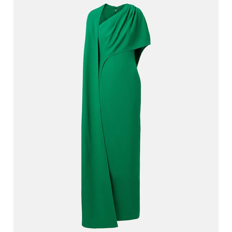 Safiyaa Caped asymmetric crÃªpe gown