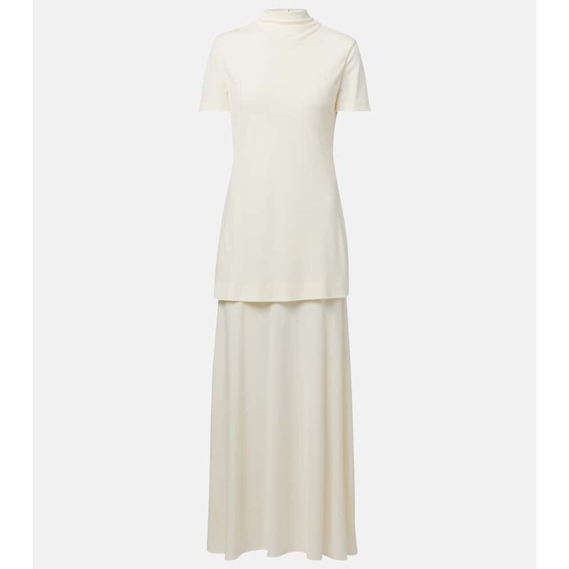 Jil Sander Layered crÃªpe maxi dress