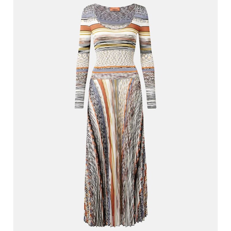 Missoni Knitted pleated striped maxi dress