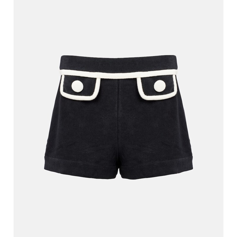 Adriana Degreas High-rise cotton-blend terry shorts