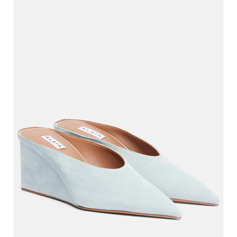 Alaïa Cube 75 modré lodičky z kůže