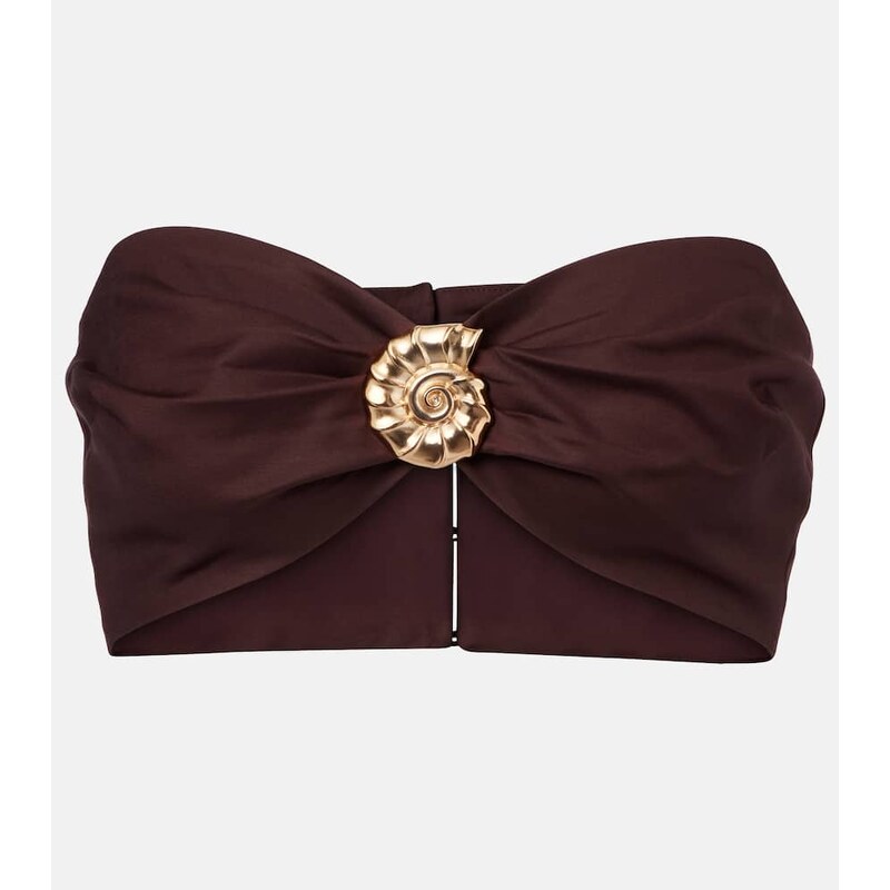 Adriana Degreas Embellished cotton-blend bandeau top