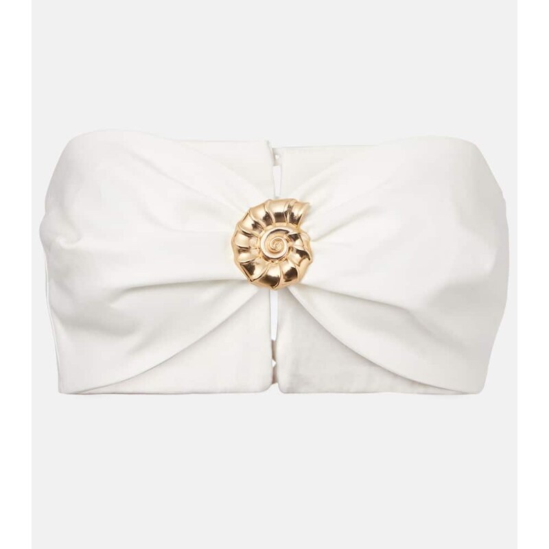 Adriana Degreas Embellished cotton-blend bandeau top